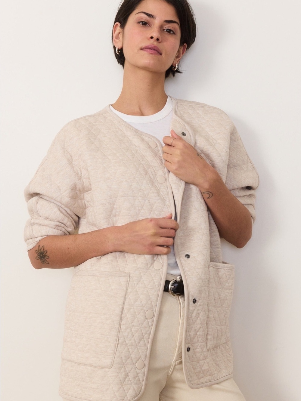 Marine Layer Quilted Cream Teddy Jacket